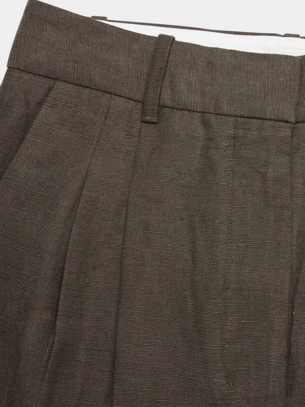 Aritzia Brown Wide-Leg Pleated Trousers